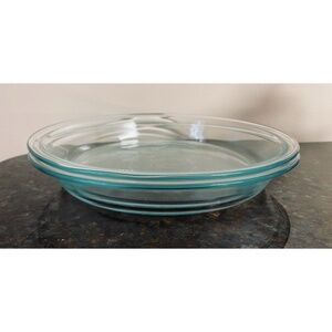 2x Pyrex Pie Plates 9” Clear Glass #209